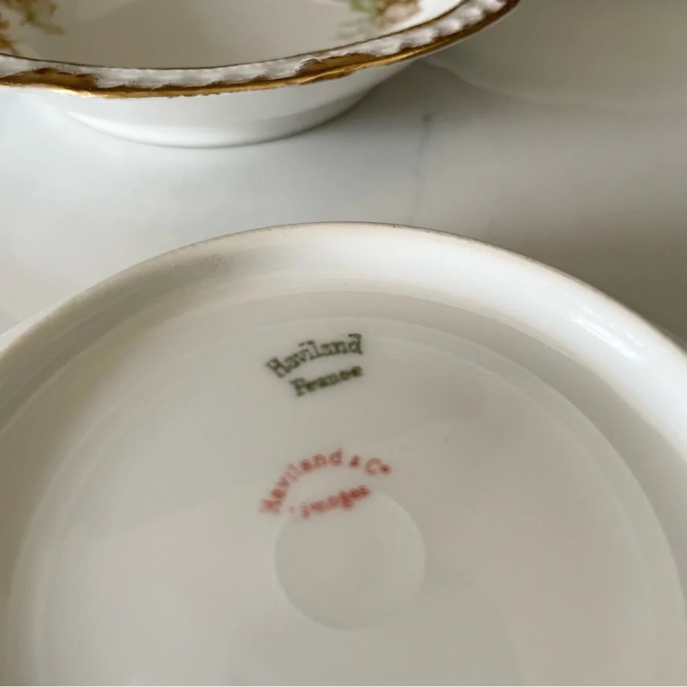 SET of 4 Brown Rose Bowls with Gold Trim 6.25